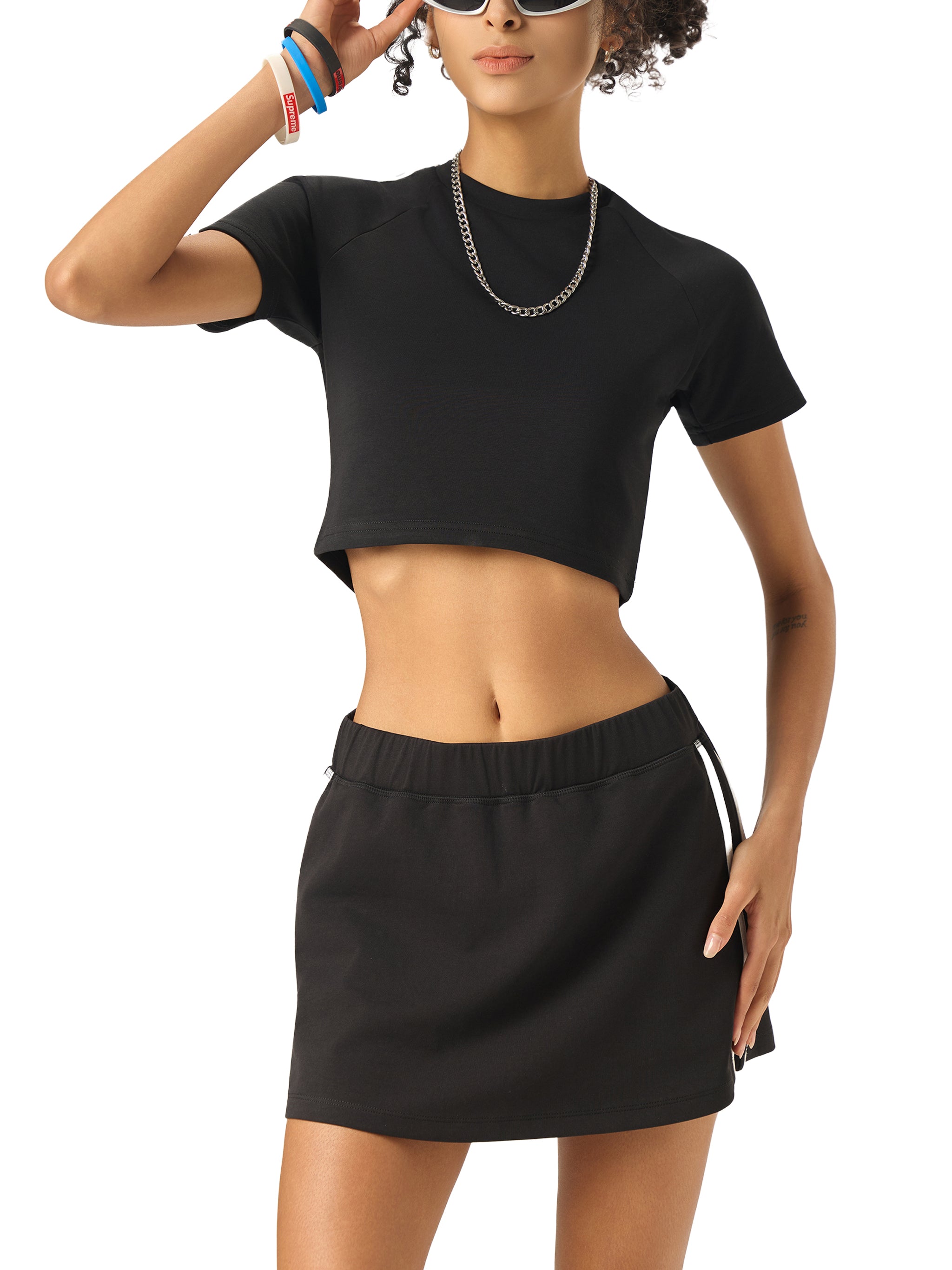 women Taped Cooling Performance Crop Top