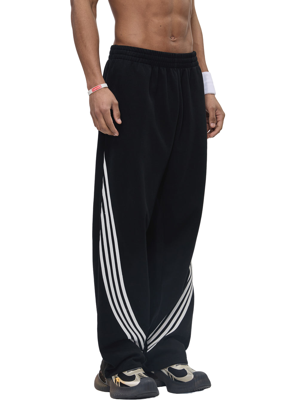 Mens Curved Stripe Straight Sweatpants